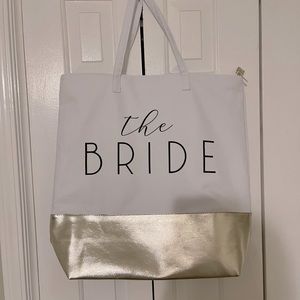 The Bride white and gold canvas tote
